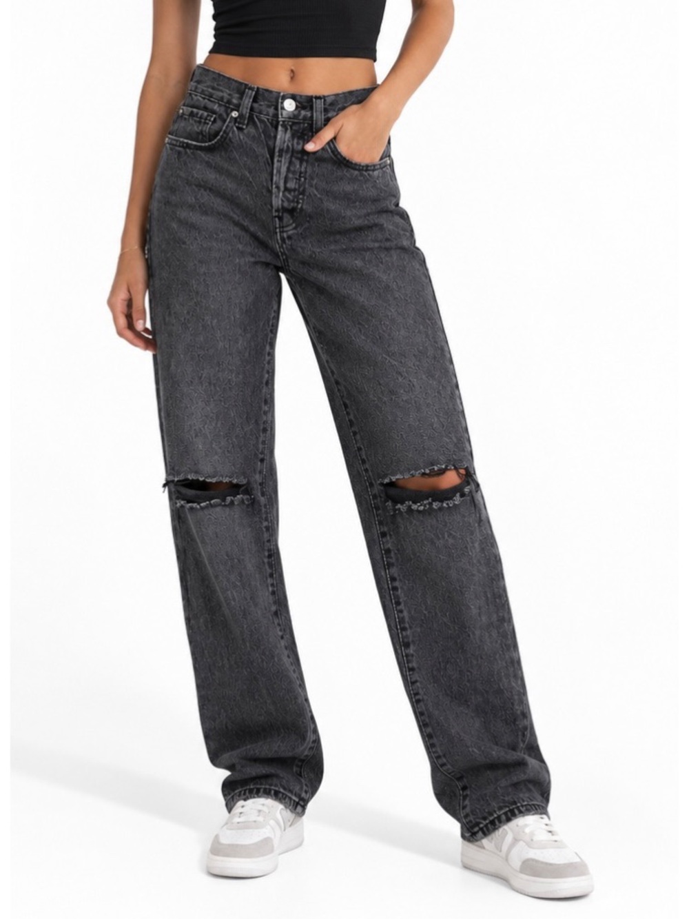 Pacsun Dad jeans high waisted distressed washed black size 000/00 (22 waist)